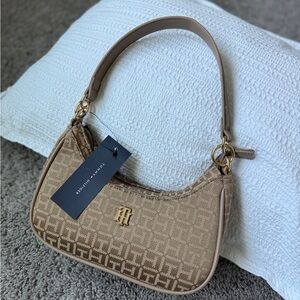 Tommy Hilfiger Beige Monogram Shoulder Bag